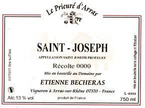 Étiquette de l'AOP Saint-Joseph Rouge